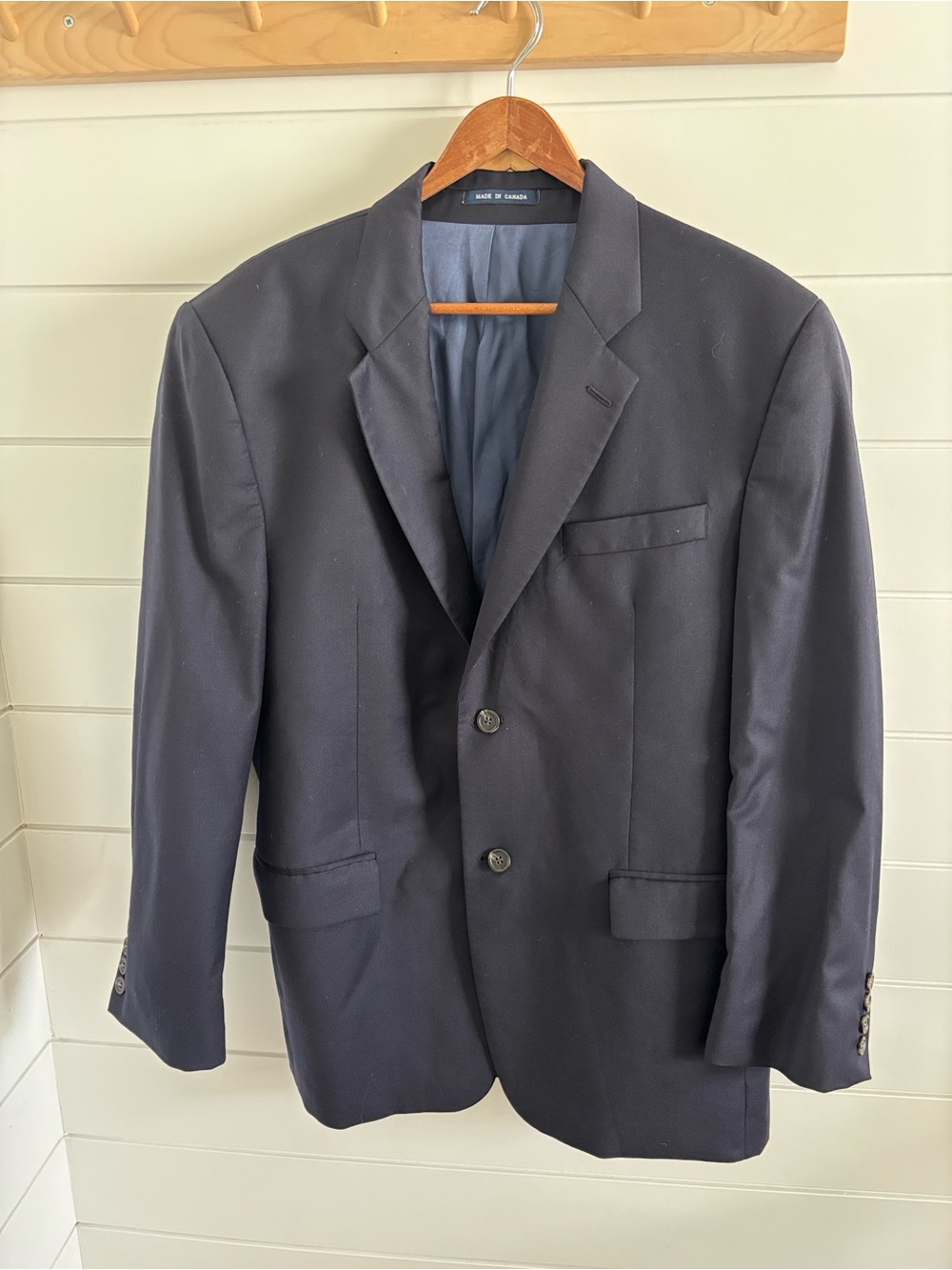 Lauren Ralph Lauren Men's 40R Navy Wool Suit Jacket Blazer Made in Canada